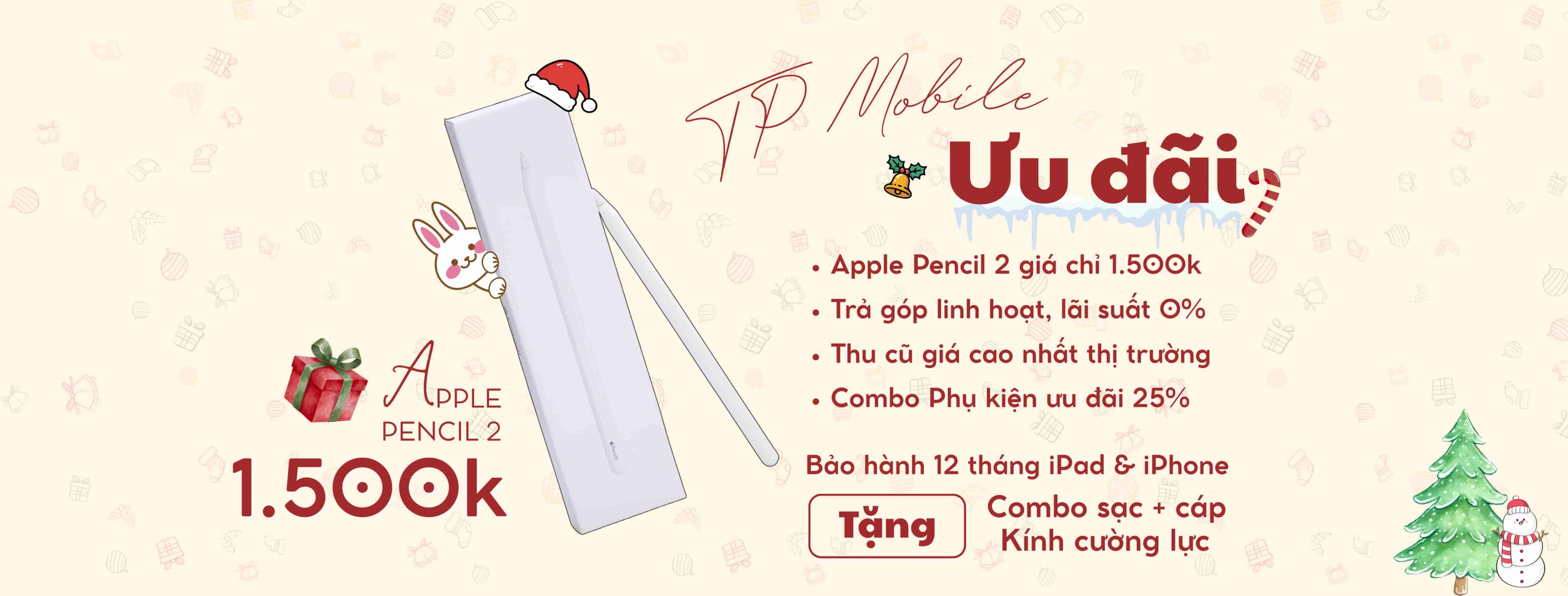 Ưu đãi Apple Pencil 2 chính hãng giá chỉ 1.500k – Phụ kiện iPad giá tốt TP.HCM & Hà Nội | TP Mobile